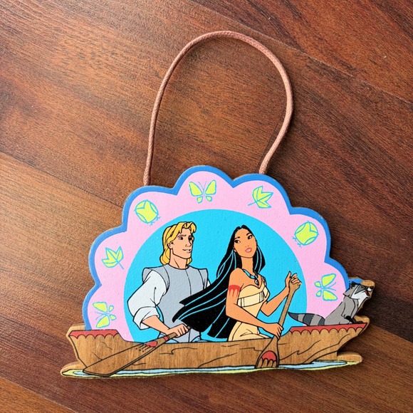 Disney Other - Vintage Disney Princess Pocahontas John Smith Meeko Wood Hanging Decor Ornament